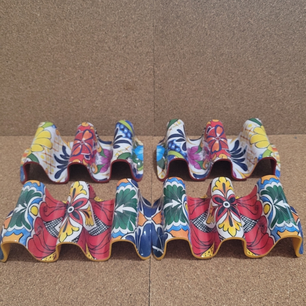 Prepara Taco Stand Colorful Set of 4 Each Holds 3 Tacos 8 Inches Long.
